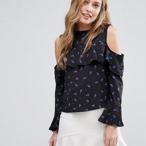 ASOS cold shoulder ruffle top